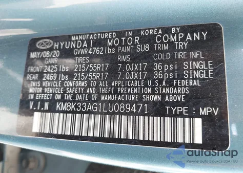 2020 Hyundai Kona Electric Limited from USA, damaged, VIN KM8K33AG1LU089471